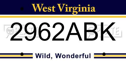 2962ABK West Virginia License Plate