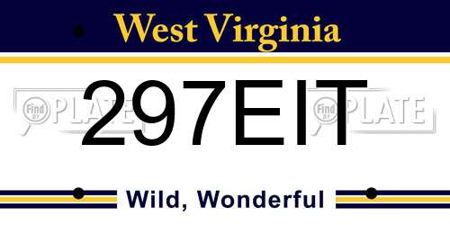297EIT West Virginia License Plate