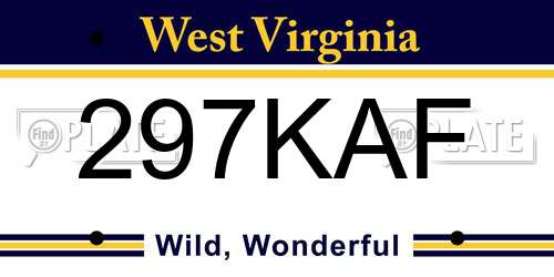 297KAF West Virginia License Plate