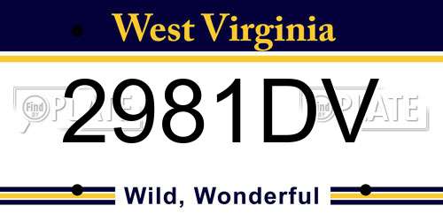 2981DV West Virginia License Plate