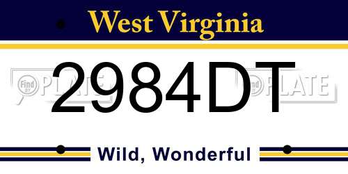 2984DT West Virginia License Plate