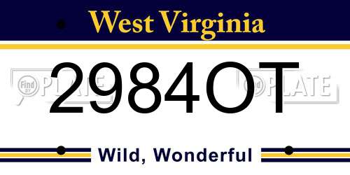 2984OT West Virginia License Plate