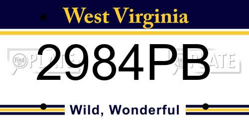 2984PB West Virginia License Plate