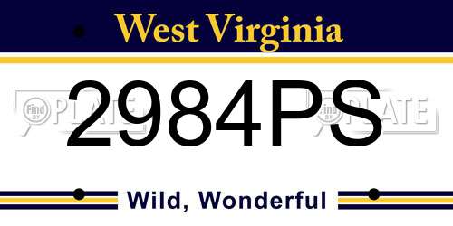 2984PS West Virginia License Plate