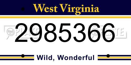 2985366 West Virginia License Plate