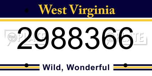 2988366 West Virginia License Plate