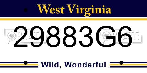 29883G6 West Virginia License Plate