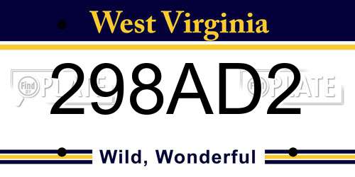 298AD2 West Virginia License Plate