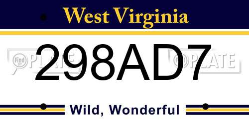 298AD7 West Virginia License Plate