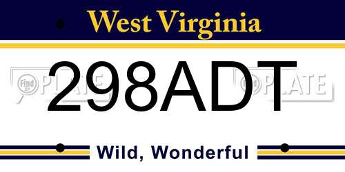 298ADT West Virginia License Plate