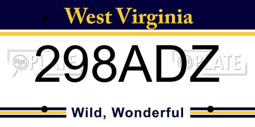 298ADZ West Virginia License Plate
