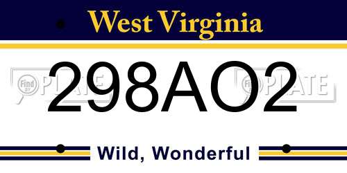 298AO2 West Virginia License Plate