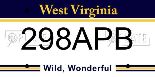 298APB West Virginia License Plate