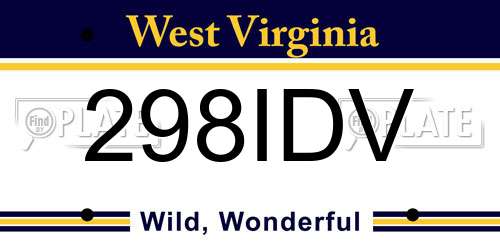 298IDV West Virginia License Plate