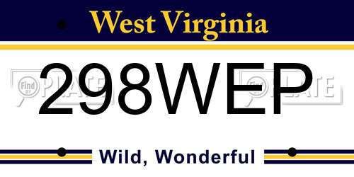 298WEP West Virginia License Plate