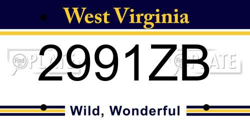 2991ZB West Virginia License Plate