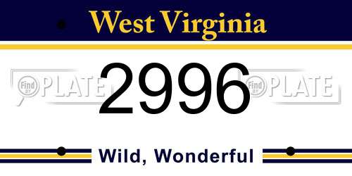 2996 West Virginia License Plate