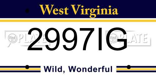 2997IG West Virginia License Plate
