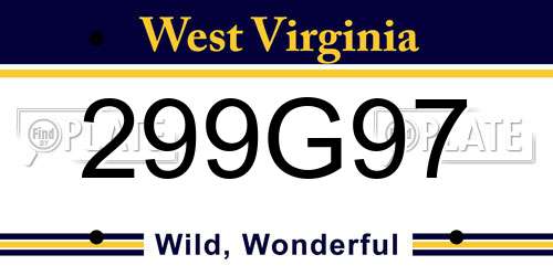 299G97 West Virginia License Plate