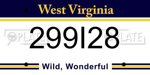 299I28 West Virginia License Plate