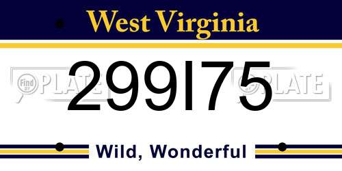 299I75 West Virginia License Plate