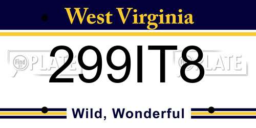 299IT8 West Virginia License Plate