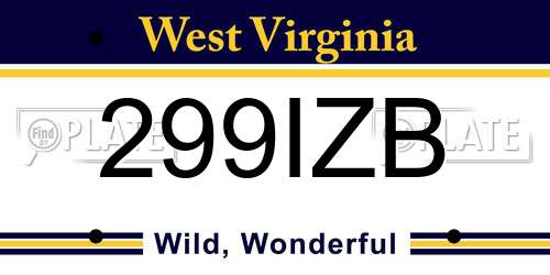 299IZB West Virginia License Plate