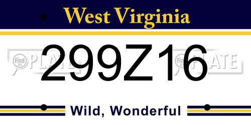 299Z16 West Virginia License Plate