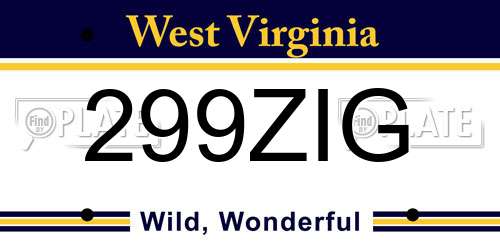 299ZIG West Virginia License Plate
