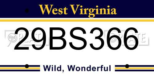 29BS366 West Virginia License Plate