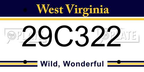 29C322 West Virginia License Plate