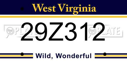 29Z312 West Virginia License Plate