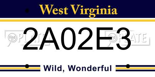 2A02E3 West Virginia License Plate
