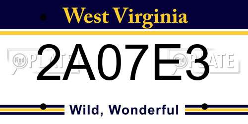 2A07E3 West Virginia License Plate
