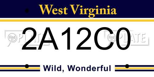 2A12C0 West Virginia License Plate