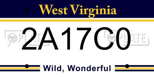 2A17C0 West Virginia License Plate