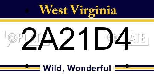 2A21D4 West Virginia License Plate
