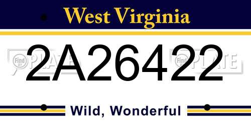 2A26422 West Virginia License Plate