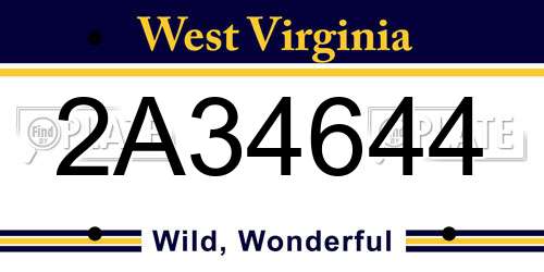 2A34644 West Virginia License Plate