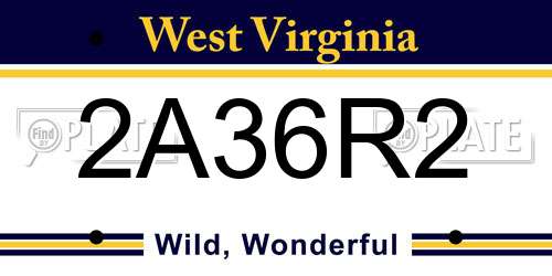 2A36R2 West Virginia License Plate