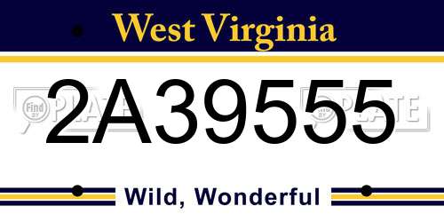 2A39555 West Virginia License Plate