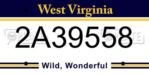2A39558 West Virginia License Plate