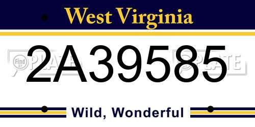 2A39585 West Virginia License Plate