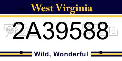 2A39588 West Virginia License Plate