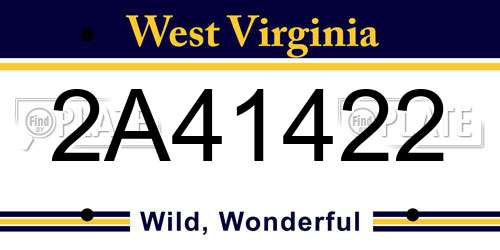 2A41422 West Virginia License Plate