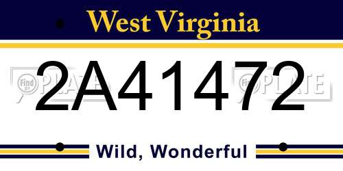 2A41472 West Virginia License Plate