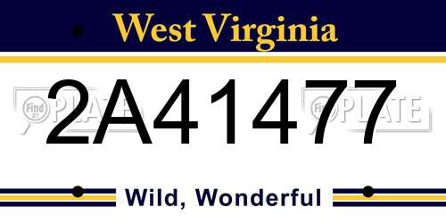 2A41477 West Virginia License Plate