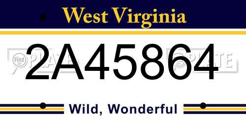 2A45864 West Virginia License Plate