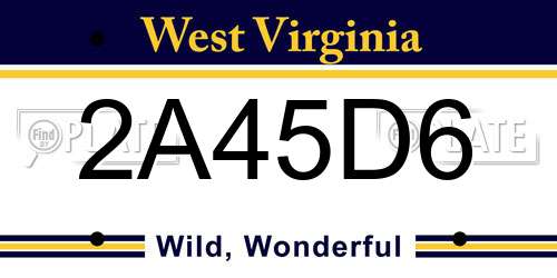 2A45D6 West Virginia License Plate