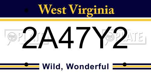2A47Y2 West Virginia License Plate